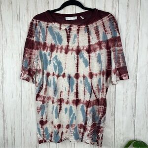 SANDRO Paris 100% Linen Top Tie Dye Tee